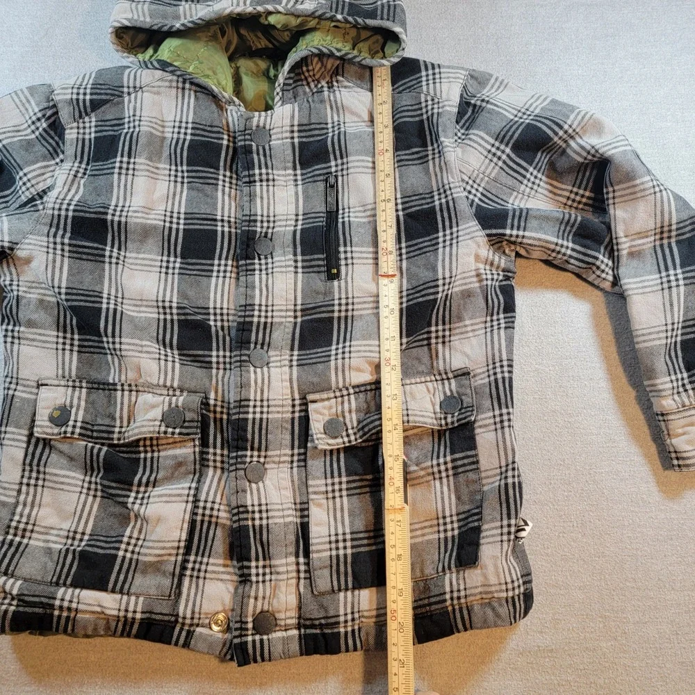 Plaid Hooded Jacket Kids Size Unknown Black White Gray Good Flannel